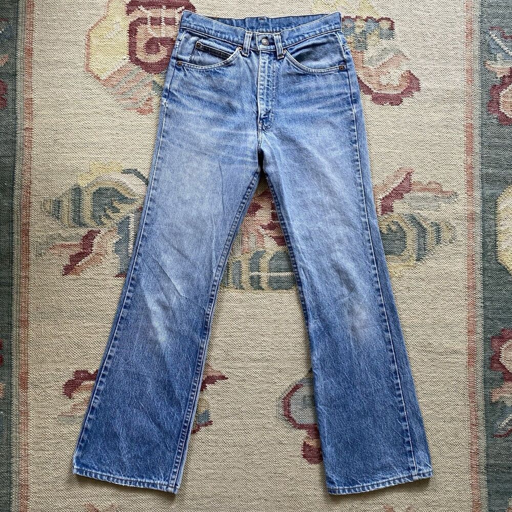 Vintage Levi’s 517 Jeans 29x30 Bootcut Flare Light Blue Faded Orange Tab 1981